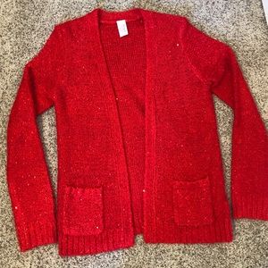 Cat & jack red sequence sweater kids xl women’s sm